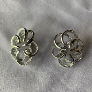 Silver loop clip-on earrings